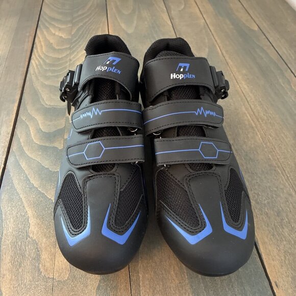 HOPPLEN Black Blue Cycling Shoes - MEN size 9.5 / EU Size 43 (ST) - Picture 2 of 7